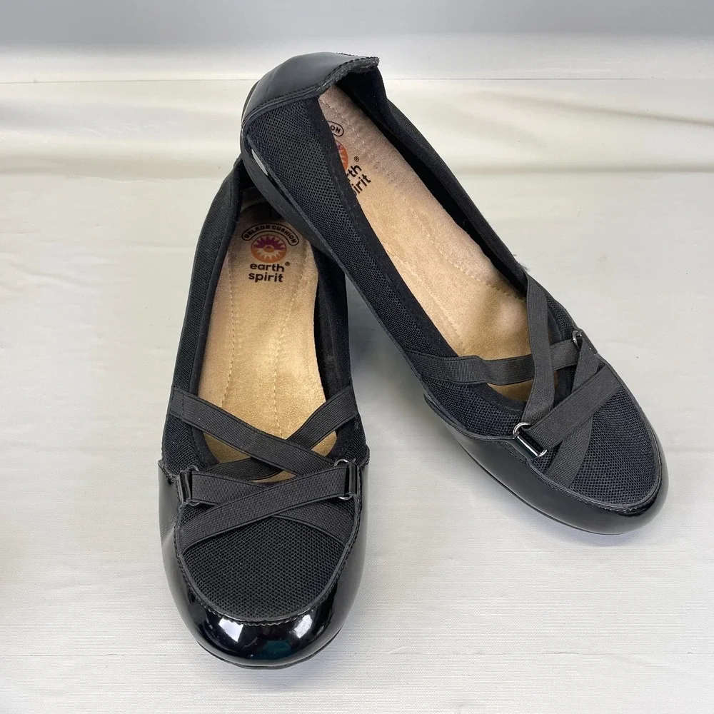 Earth Spirit Peni Ballet Flats Womens Size 11 Black Casual Slip On Comfort Shoes